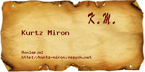 Kurtz Miron névjegykártya